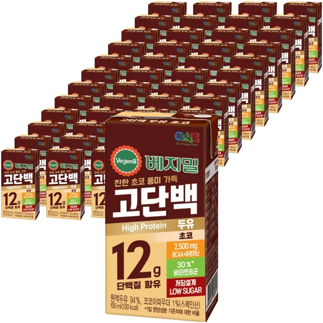 베지밀 고단백 두유 초코, 190ml, 48개 - 쿠팡