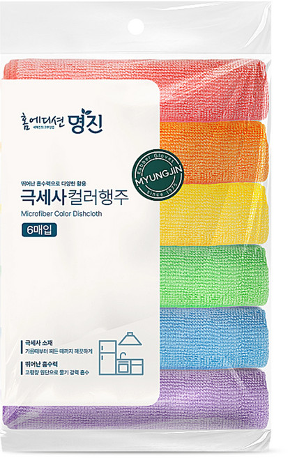 홈에디션명진 극세사 컬러 행주 6p, 1개