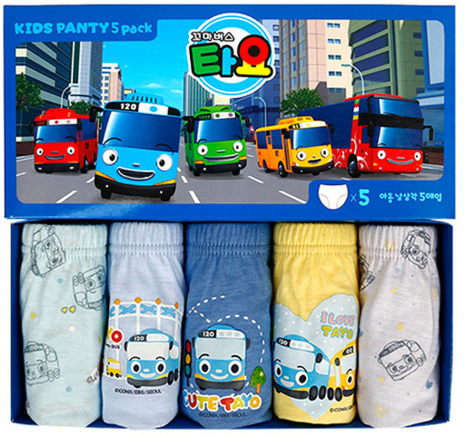 씨엘스토리 남아용 꼬마버스타요 삼각팬티 5종세트
