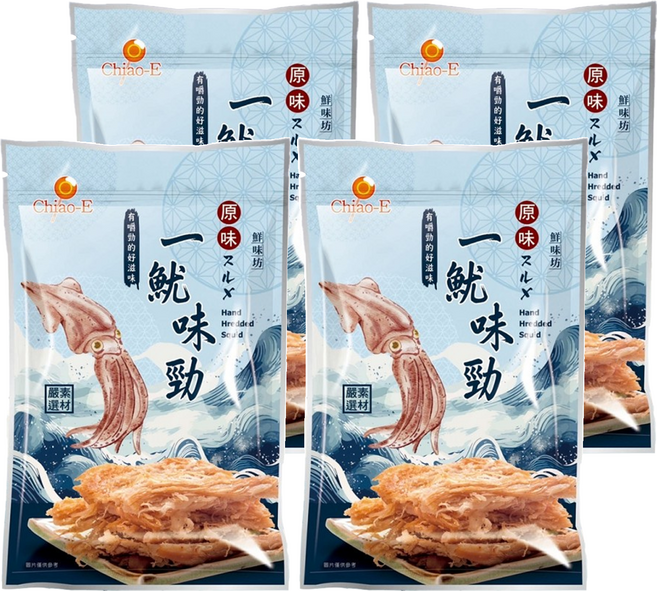 Chiao-E 巧益 一魷味勁 手撕魷魚, 80g, 4包