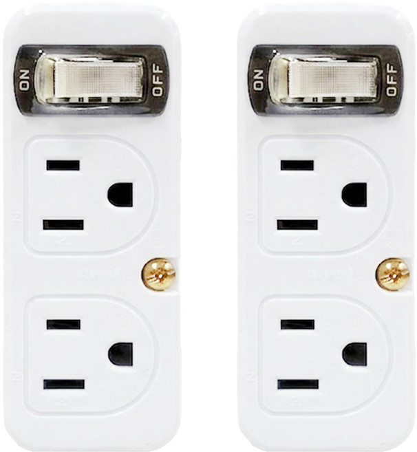 Kinyo 節電1開4插分接器 2孔/3孔, 51mm, 白色, 2個