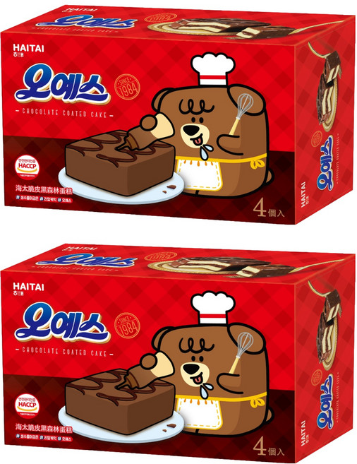 HAITAI 海太 脆皮黑森林蛋糕 外層巧克力脆皮口感酥脆 內層巧克力夾心香濃滑順 蛋糕體柔軟綿密, 120g, 2盒