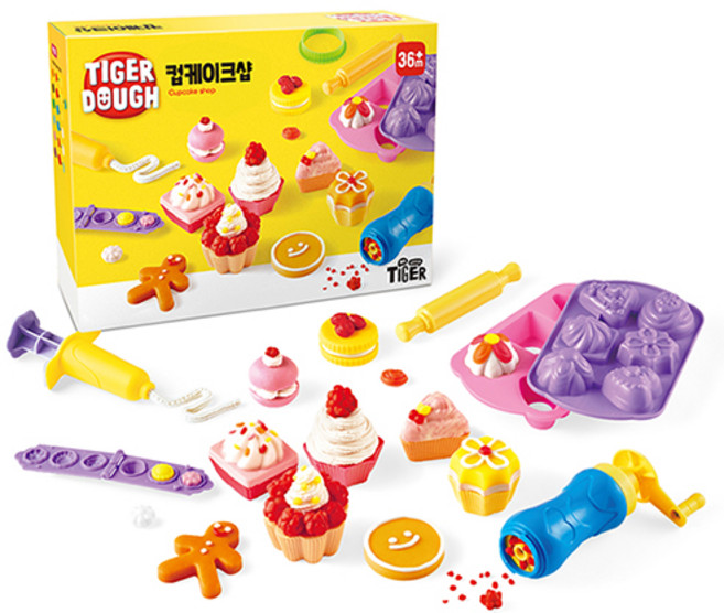 마이리틀타이거 타이거 도우 컵케이크샵 고무찰흙세트, 1세트, 혼합색상