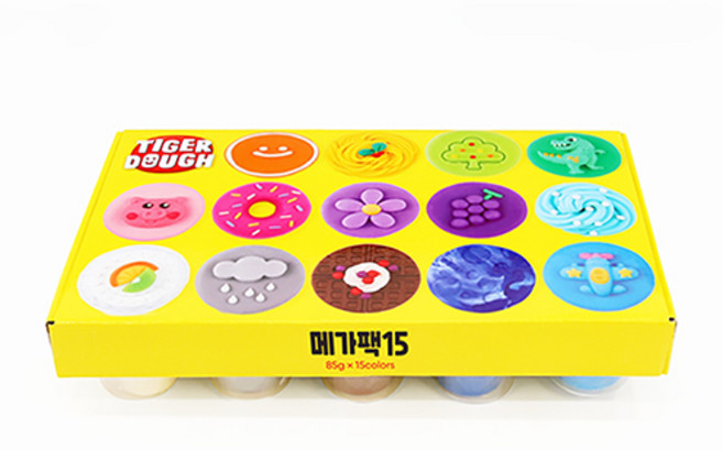 마이리틀타이거 메가팩 15색 유아용 클레이, 혼합색상, 85g, 1세트