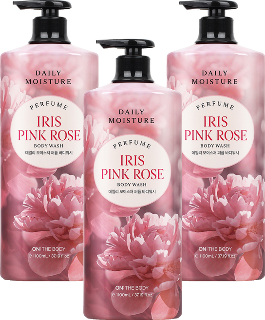 온더바디 데일리 모이스처 퍼퓸 바디워시 아이리스 로즈향, 1.1L, 3개