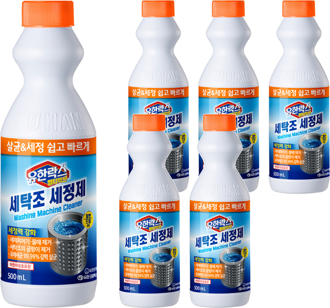 유한락스 멀티액션 세탁조 세정제, 500ml, 6개