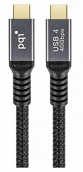 pqi 勁永 qCable USB4 傳輸線 C to C 240W大功率 8K@60Hz影像輸出 40Gbps高速傳輸, 100cm, 1條, 編織款 黑色