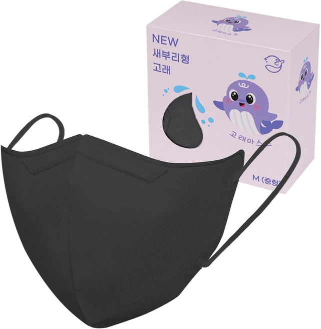 고래마스크 새부리형 일회용 중형 MM, 30매입, 1개, 블랙 - 쿠팡