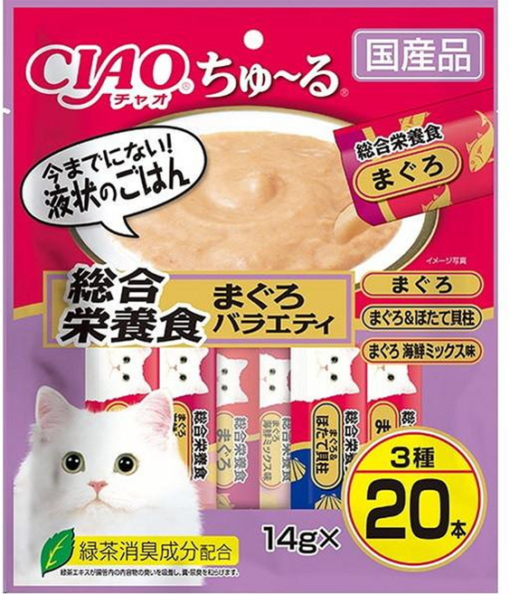 INABA CIAO 啾嚕 肉泥 20條, 鮪魚海鮮綜合, 280g, 1袋