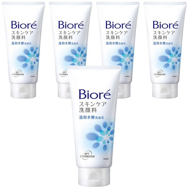 Biore 蜜妮 溫和水嫩洗面乳, 5條, 100g