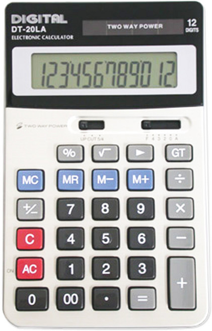 다와 디지털 탁상용 계산기 DT-20LA, 혼합 색상, 1개