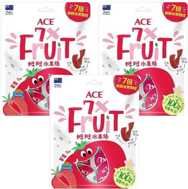 ACE 斑斑水果條 草莓 + 奇亞籽, 3袋, 90g