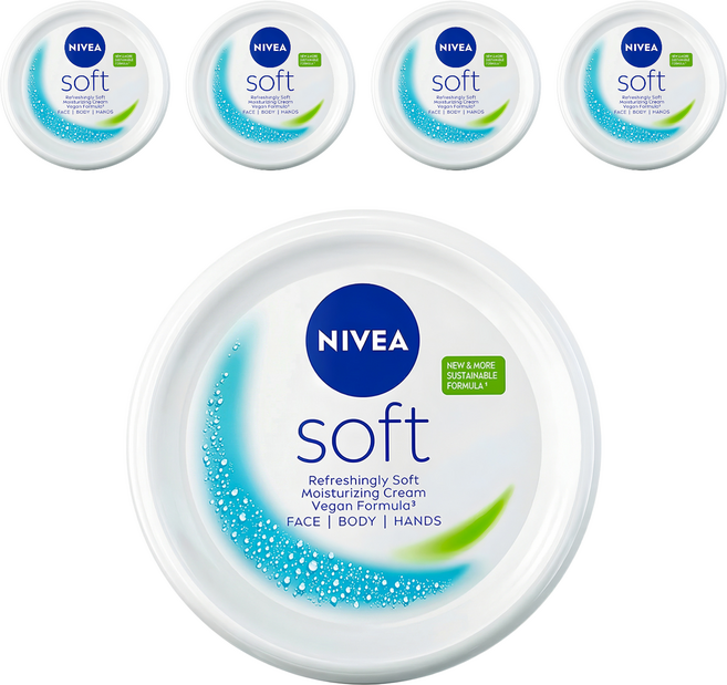 NIVEA 妮維雅 台灣公司貨 輕柔潤膚霜, 200ml, 5罐