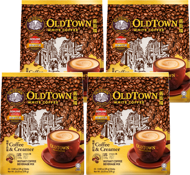 OLDTOWN WHITE COFFEE 舊街場白咖啡 咖啡&奶精 即溶咖啡飲品, 25g, 15條, 4袋