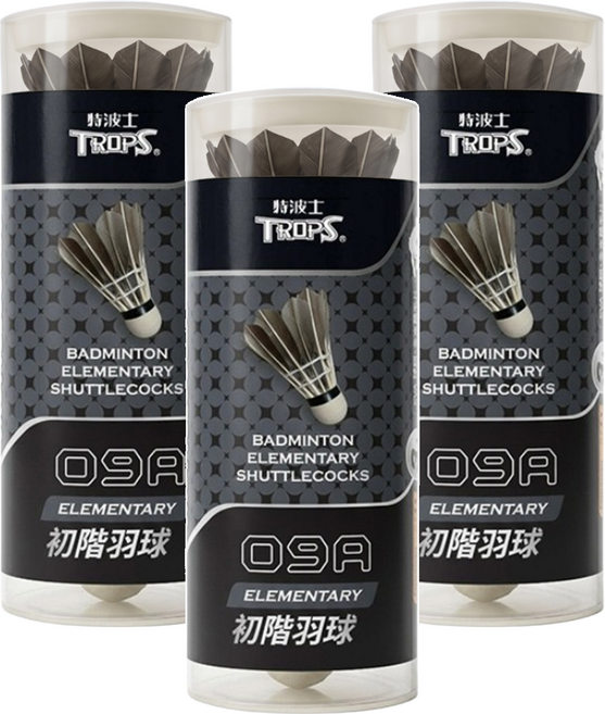TROPS 特波士 黑標初階羽球 4509Ax3, 黑色, 3套, 3個裝