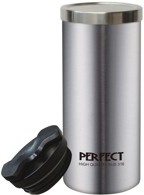 PLUS PERFECT 理想 極緻316真空雙蓋咖啡杯 450cc, 銀色, 1個