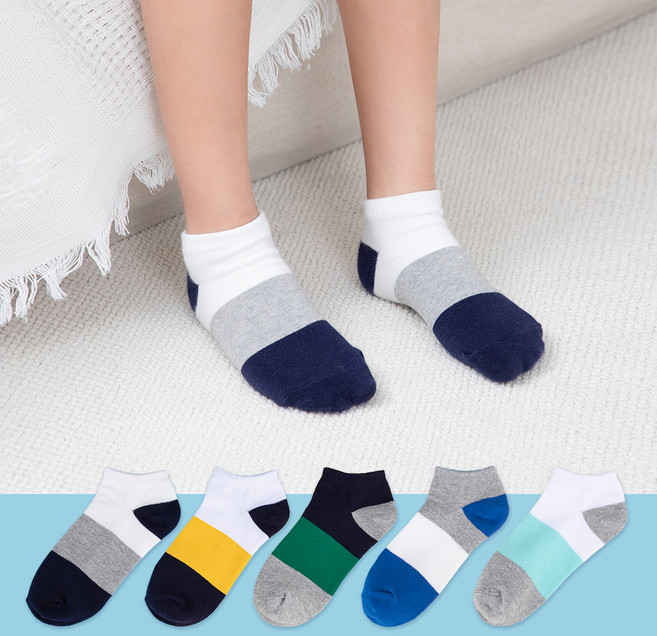 베이스알파에센셜키즈 아동용 멀티컬러 스니커즈 양말 5켤레