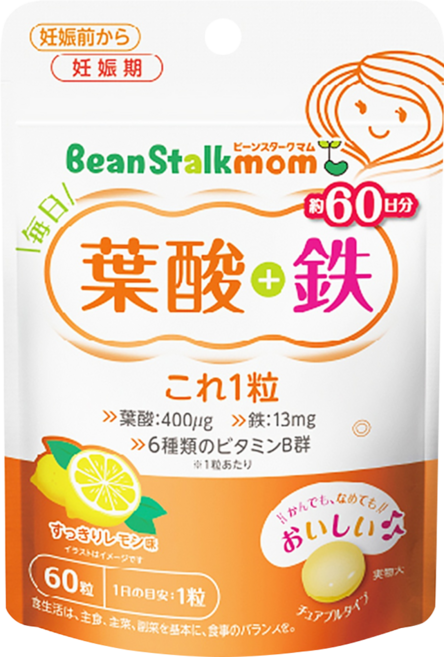 SNOW 雪印 Bean Stalk 葉酸鐵營養錠, 60顆, 1g, 1包