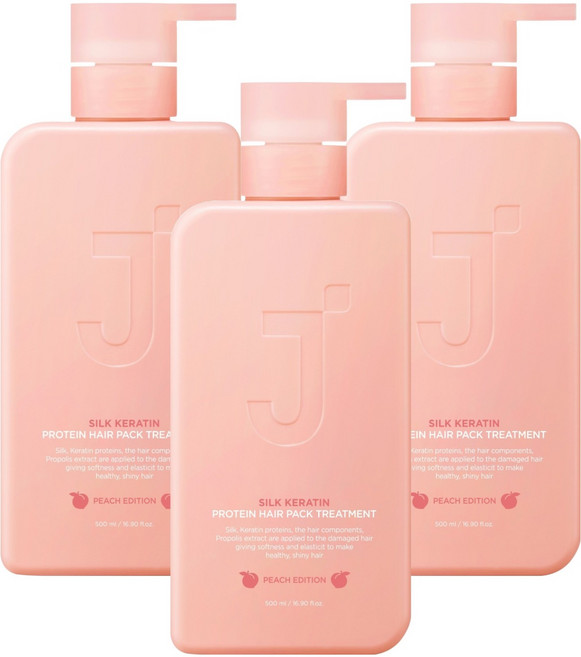 제이숲 실크 케라틴 단백질 트리트먼트 피치 에디션, 500ml, 3개