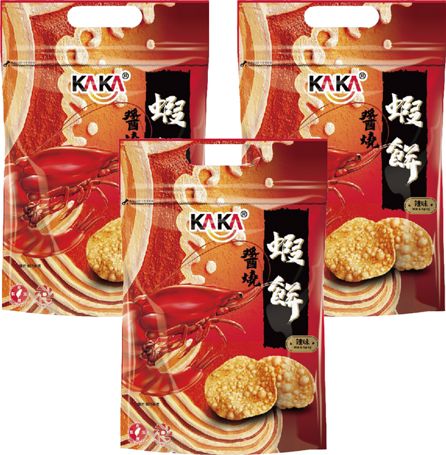 KAKA 卡卡 醬燒蝦餅 辣味, 80g, 3包