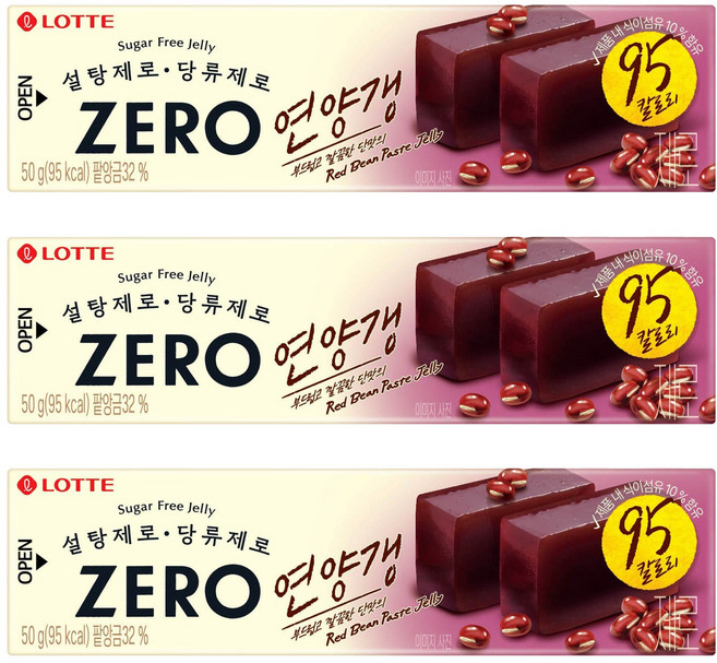 LOTTE 樂天 ZERO 軟羊羹 16入, 3個, 800g