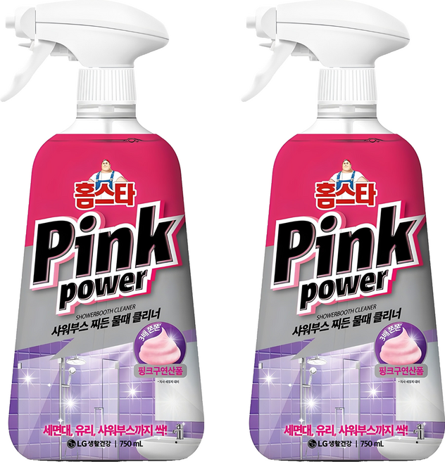 홈스타 핑크파워 샤워부스 찌든 물때 클리너, 750ml, 2개