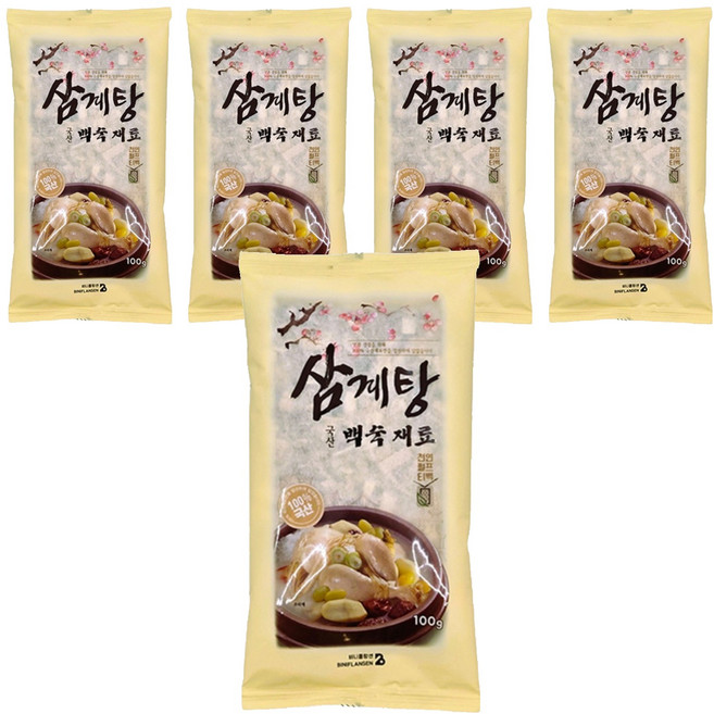 비니플랑센 국산 삼계탕 백숙 수육 만능 육수 재료, 100g, 5개