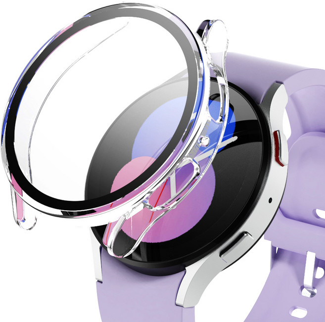 아이엠듀 스마트워치 강화유리 풀커버 케이스 하이브리드, 투명 클리어