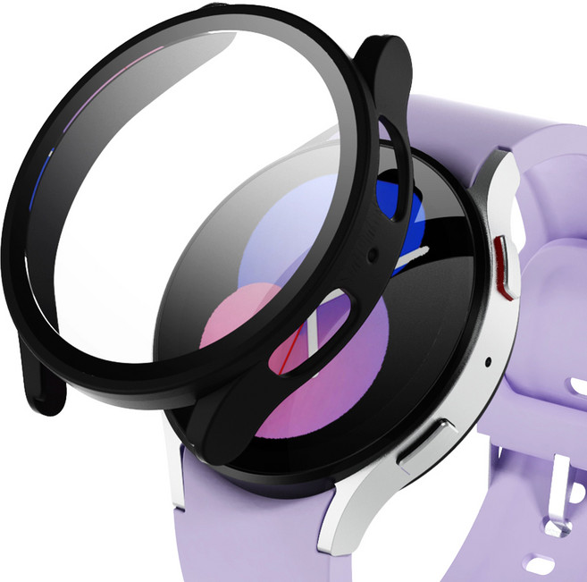 아이엠듀 스마트워치 강화유리 풀커버 케이스 하이브리드, 올 블랙, 1개