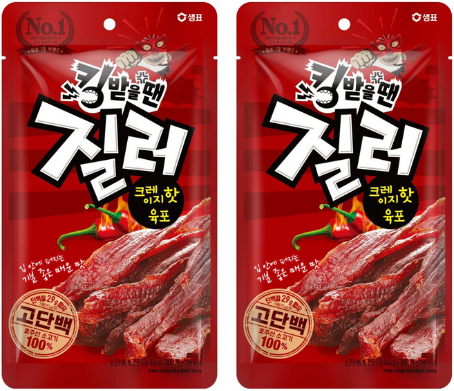 샘표 질러 크레이지 핫 육포, 70g, 2개