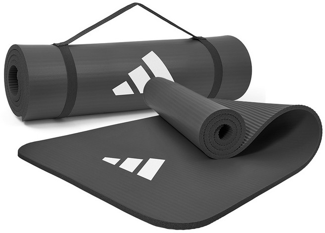 아디다스 피트니스 요가매트 + 휴대용 스트랩 세트, 그레이, 1개