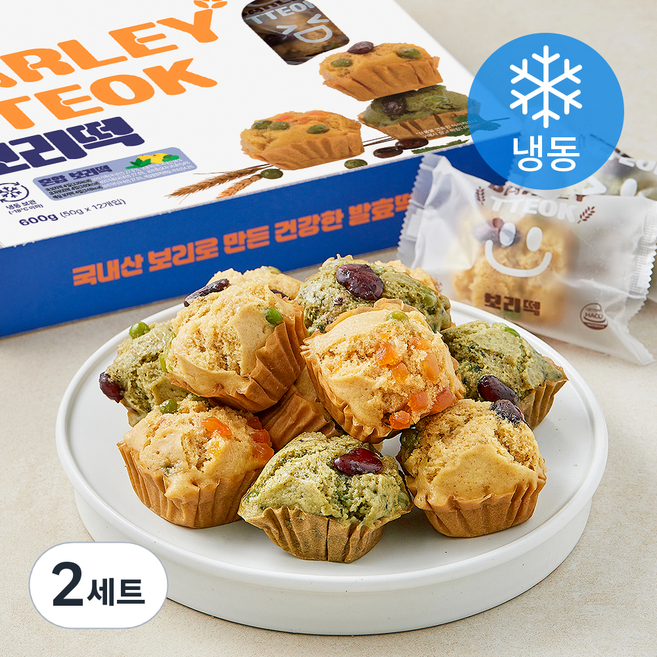 웰빙마루 국내산 보리 혼합 보리떡 매실 쑥 유자 세트 (냉동), 50g, 12개입, 2세트