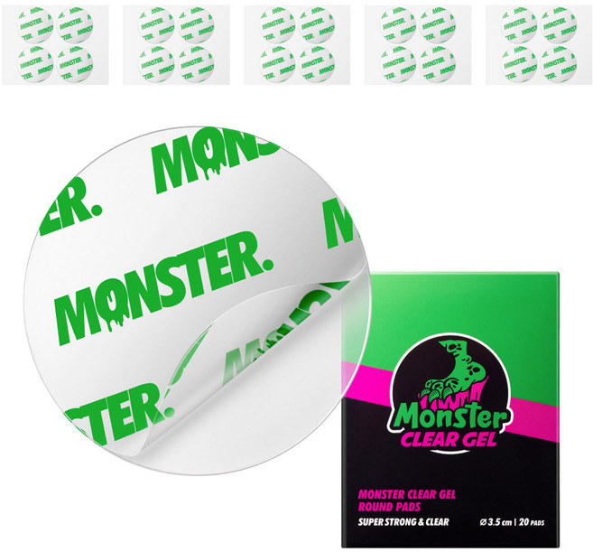 몬스터겔 초강력 간편고정 원형 스티커형 스마트톡 양면테이프 35mm 20p, 투명, 1세트