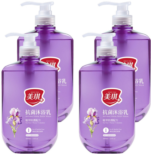 美琪 抗菌沐浴乳 鳶尾花與巴特梨, 680ml, 4瓶