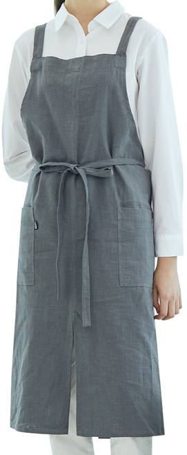 유니스토어 투머치 하이퀄리티 린넨 앞치마, 그레이, 1개