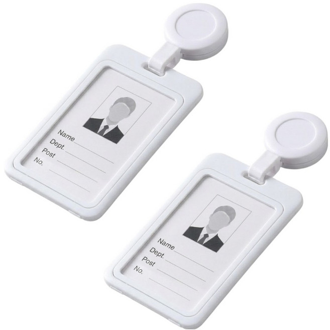 핸드랩 릴홀더 하드 사원증 케이스, WHITE, 2개