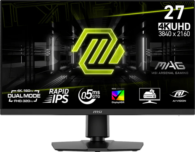 msi 微星 IPS 4K 電競螢幕 0.5ms/UHD 160Hz/FHD 320Hz/雙模式, 27吋, MAG 272URDF E16