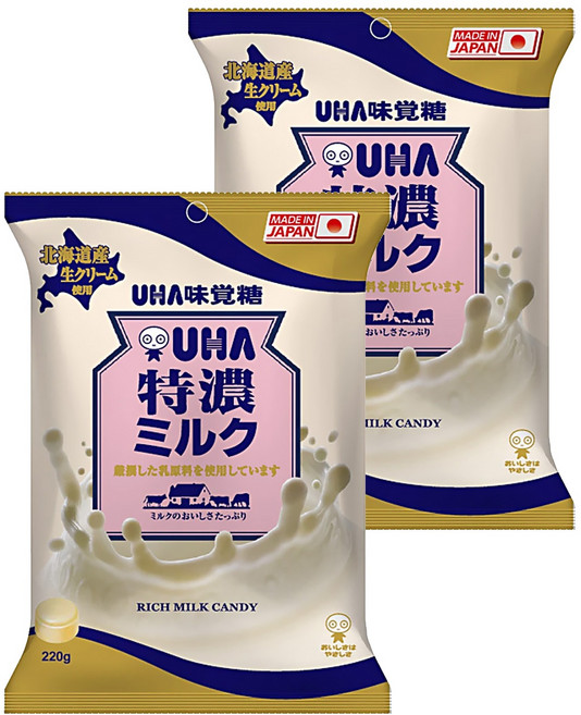 UHA 味覺糖 特濃牛奶糖, 220g, 2袋