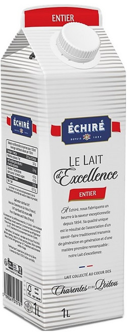 ECHIRE 艾許 全脂牛乳, 1L, 1瓶