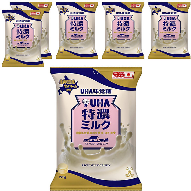 UHA 味覺糖 特濃牛奶糖, 220g, 6袋