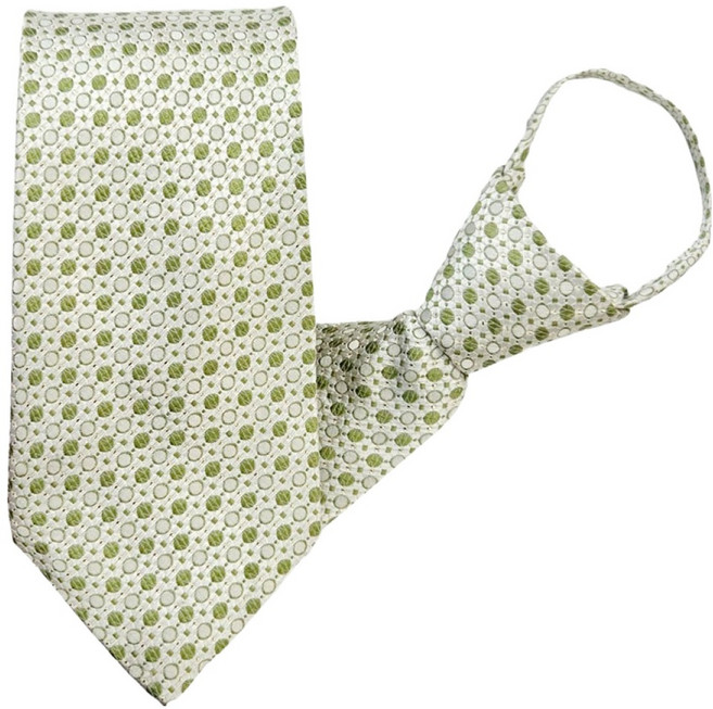 엘르 실크 자동 지퍼 넥타이