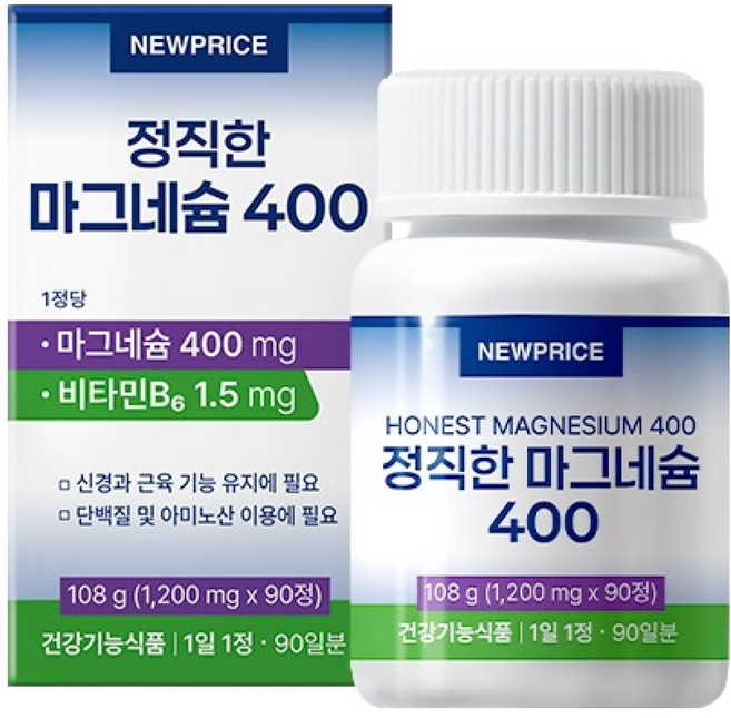 뉴프라이스 정직한 마그네슘 400 108g, 1개, 90정