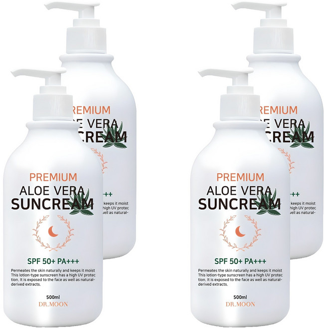 DRMOON 프리미엄 알로에베라 선크림 SPF50+ PA+++, 500ml, 4개