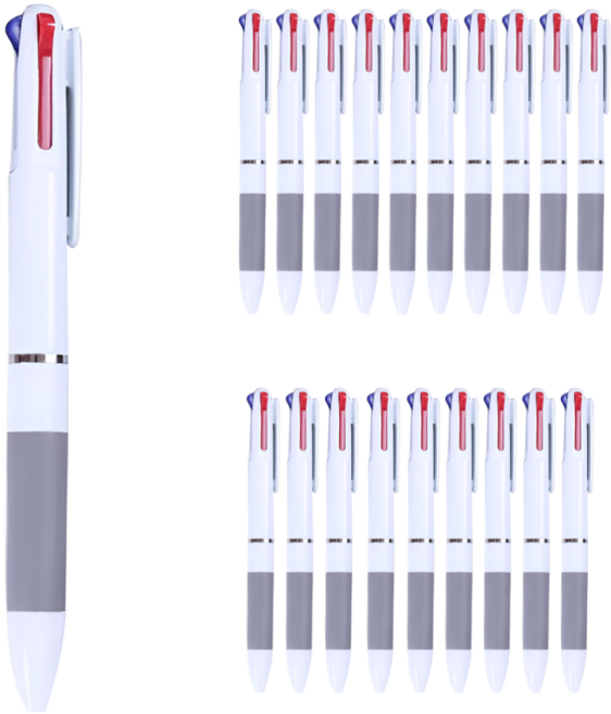 오비크 프리미엄 3색 볼펜 0.7mm, 화이트, 20개
