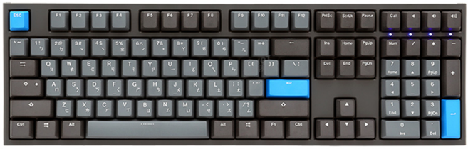 Ducky One 2 Skyline 天際線 100% 機械式鍵盤 Cherry 銀軸 中文鍵盤, DKON1808-PTWPDZHBS, 灰藍色