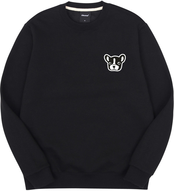 옥스타 남녀공용 불독 자수패치 특양면 맨투맨 9SSP020