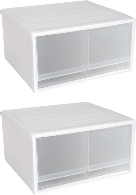 KEYWAY 聯府 簡約雙抽屜整理箱 20L CK-72, 白色, 2個