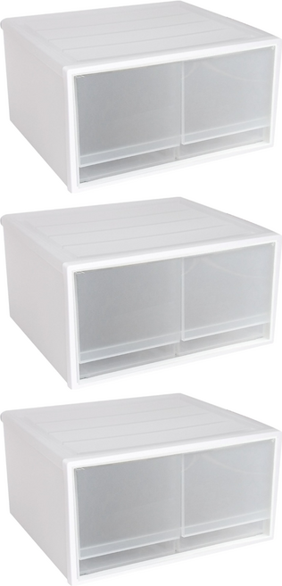 KEYWAY 聯府 簡約雙抽屜整理箱 20L CK-72, 白色, 3個