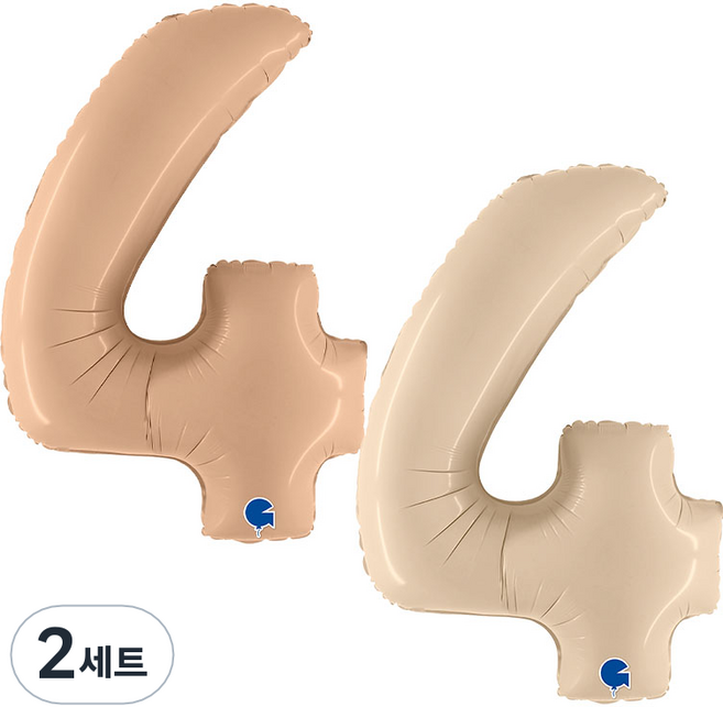 GRABO 숫자 4 은박풍선 대 2종 세트, 크림, 라떼, 2세트