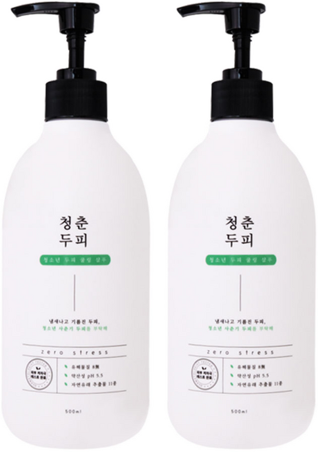 청춘두피 청소년 두피 쿨링 샴푸, 500ml, 2개